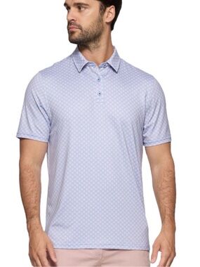 Flag & Anthem Fridley Agave Print Performance Polo Blue Large NWT STITCH FIX